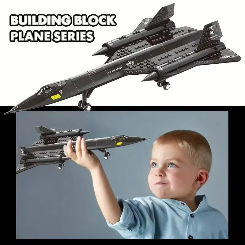 FUNXINEE SR71 Blackbird Stealth Überschall Aufklärungsflugzeug, Bausteine, Schwarz - Bild 4