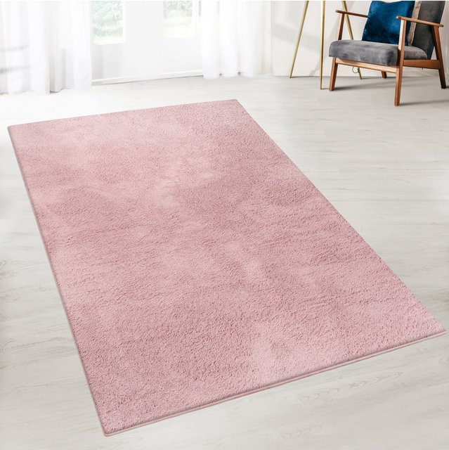 Karat Hochflorteppich Eden in Rosa Pink für Wohnzimmer, Schlafzimmer und Flur - Bild 1