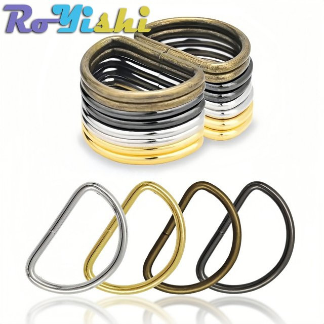 RoYishi Metall-D-Ring-Verbindungsschnalle für Gürtel und Taschen, 20 Stück, Schwarz und Mehrfarbig, 10 mm - Bild 1