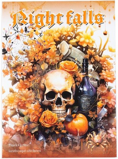 20-teiliges Stickerpaket Nightfall-Serie im Gothic-Stil mit Landschaftsdekorationen in Multicolour, B: 15,8 cm, H: 10,2 cm - Bild 1