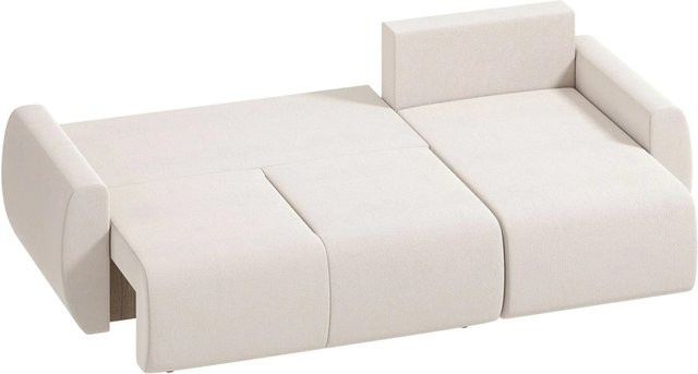 HOMCOM Schlafsofa L-Form in Cremeweiß mit Samtbezug und Click-Clack-Funktion, B/T/H: 250 x 140 x 86 cm - Bild 1