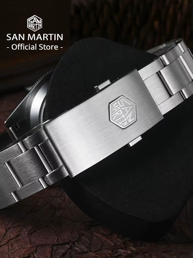 San Martin Taucheruhr, Automatik, Edelstahl, 40 mm, Herren, Schwarz - Bild 5