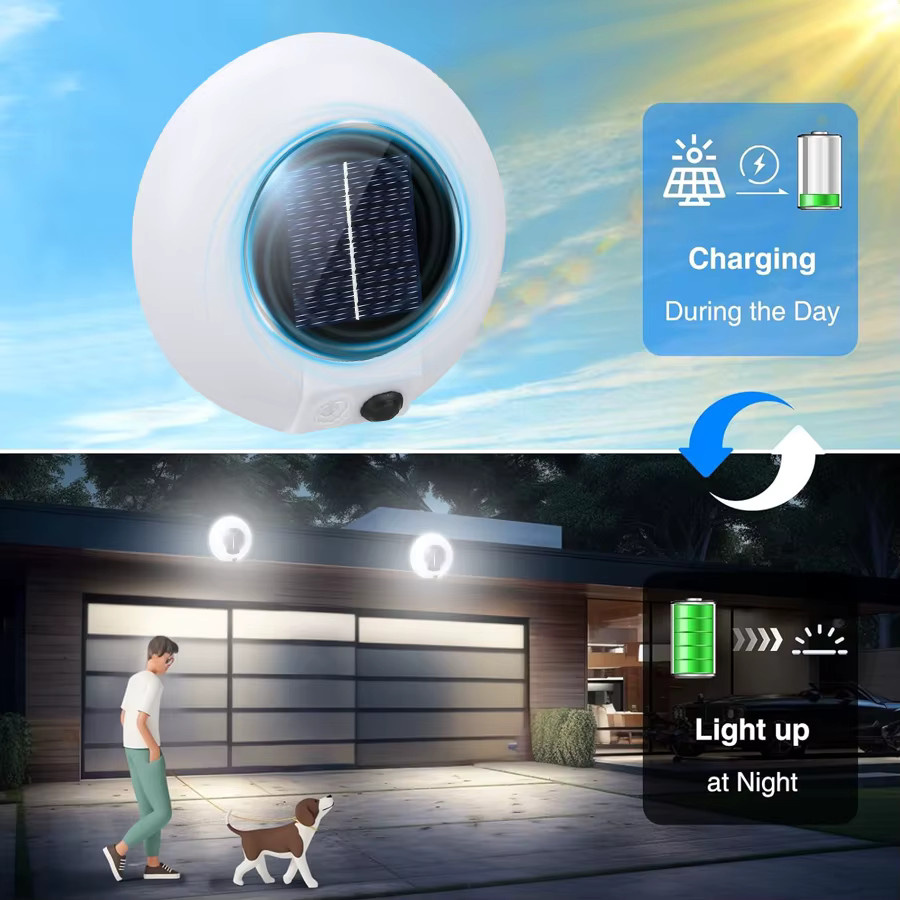 ZHIYU Solar LED Wandlampe mit 20 LEDs und Bewegungssensor, wasserdicht, Weiß, für Garten und Hof - Bild 3