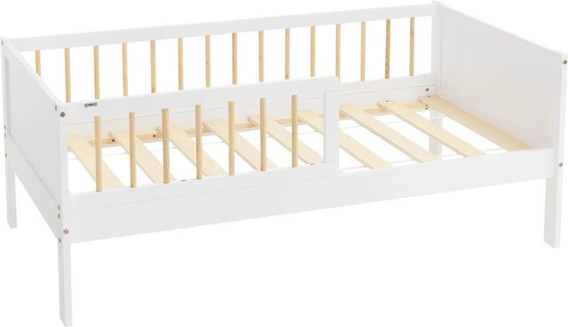 ML-Design Kinderbett aus Kiefernholz mit Lattenrost in Weiß und Beige, B/T/H: 70 x 140 cm - Bild 2