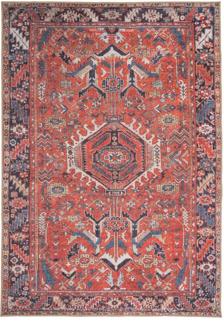 Karpetti Persien Teppich in Terrakotta, Waschbarer Rustikaler Used-Look Teppich aus Polyester, B/T: 50 x 80 cm - Bild 1