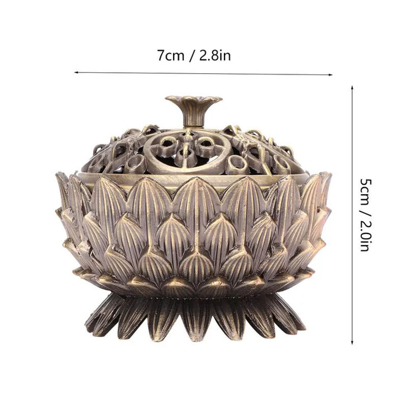 GoolRC Lotus Räuchergefäß aus Zinklegierung in Bronze, floraler Design-Räucherständer für Joss Sticks, B/T/H: 7 x 5 cm - Bild 4