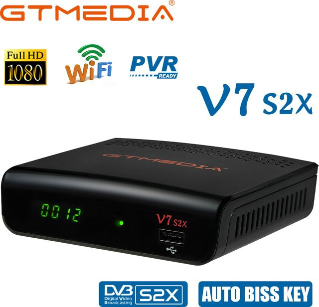 GTMEDIA V7 S2X Satellitenreceiver in Schwarz mit DVB-S/S2/S2X Unterstützung und USB-WLAN für Ccam, Newcam, VCM/ACM, Multi-Stream, T2MI und PLS - Bild 1