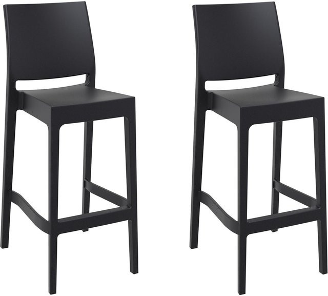 TPFLiving 2er Set Barhocker Maybrit aus Kunststoff in Schwarz, stapelbar - Bild 1