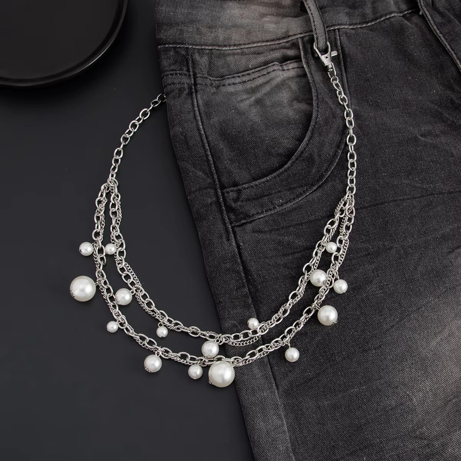 Salircon Hosenkette, Silber, Perle, Punk, Herren - Bild 3