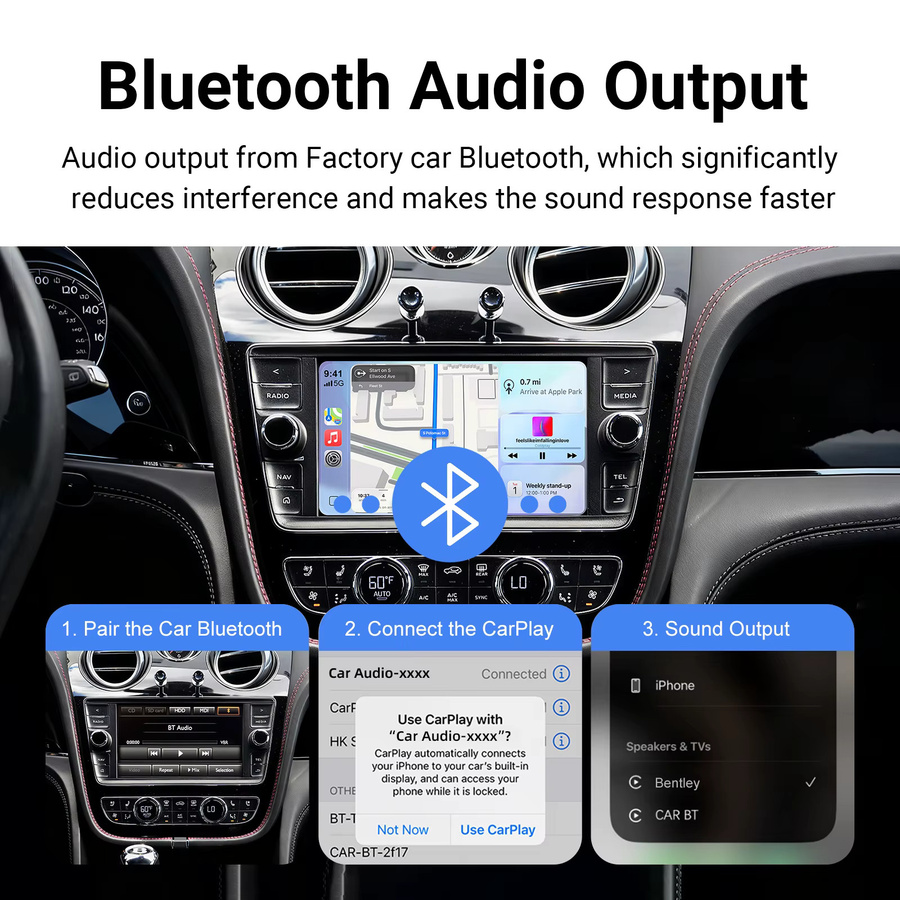 EzoneTronics OEM Bildschirm-Upgrade Decoderbox für Bentley Bentayga 2016–2019 mit CarPlay und Android Auto Retrofit Kit in Schwarz - Bild 6
