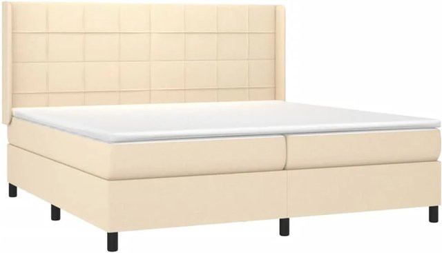 vidaXL Boxspringbett mit Matratze und LED-Unterbettbeleuchtung in Creme, inklusive USB-Ladeport und Taschenfederkern, B/T/H: 200 x 200 x 118 cm - Bild 1