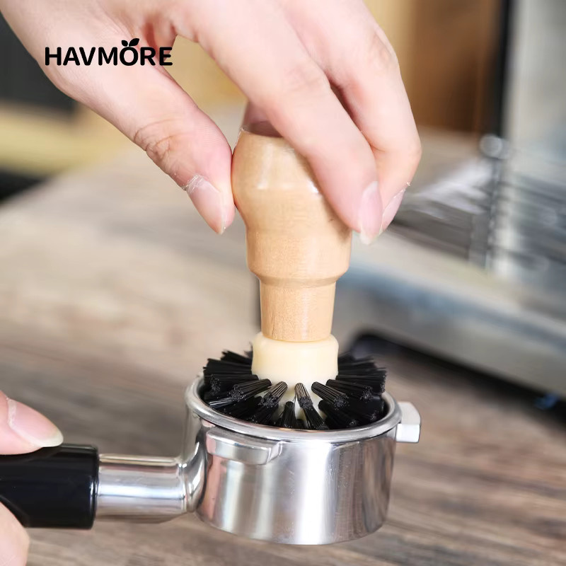 EAKOERS Espresso Reinigungsbürste mit Holzgriff in Braun - Bild 2