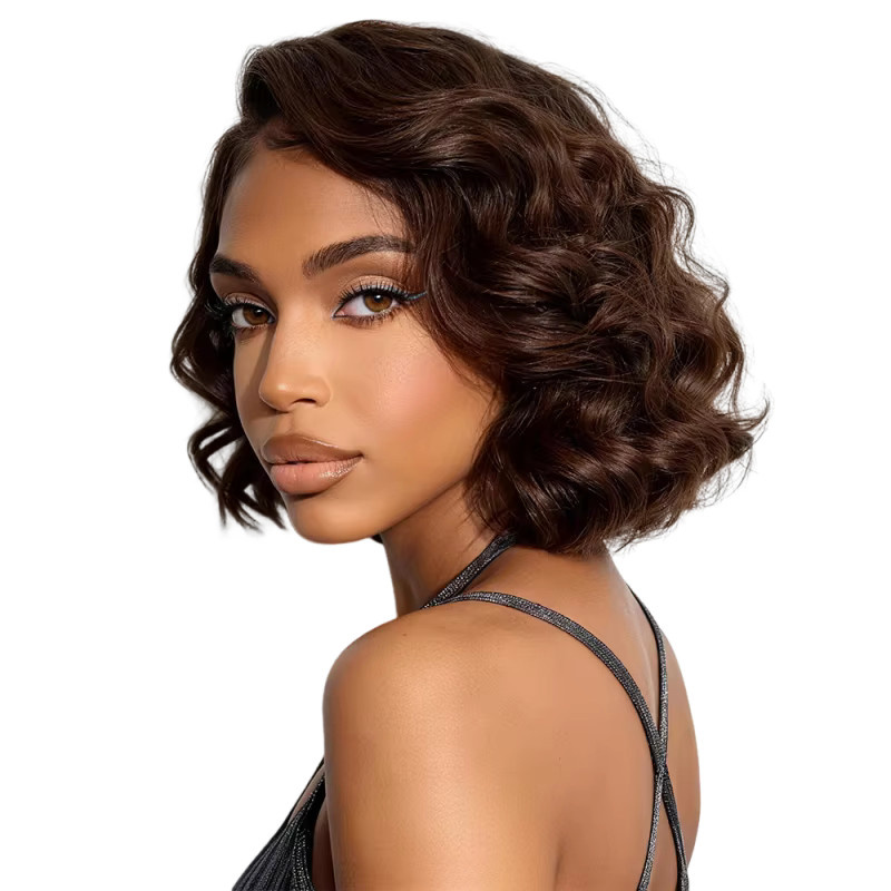 HJ WEAVE BEAUTY Lace-Front-Perücke, 12A indisches Echthaar, Schokoladenbraun, Damen - Bild 1