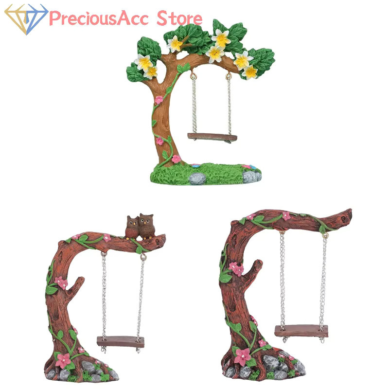 WHPHous Blumenbaum-Schaukel-Figur in Multicolour als Miniatur-Feengartenschaukel für Mikrolandschaften und Garten-Dekoration - Bild 2