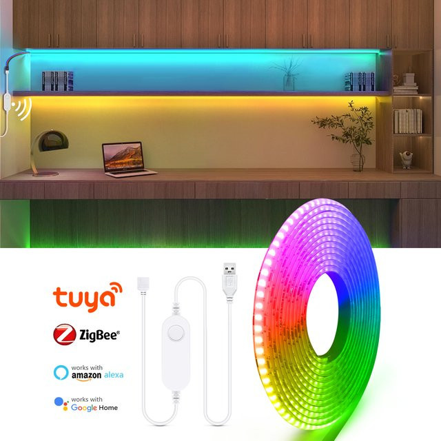 Lcamaw Zigbee 3.0 USB COB LED-Streifen Controller mit RGBW-Dimmsteuerung und Sprachsteuerung für Alexa und Google Assistant - Bild 1