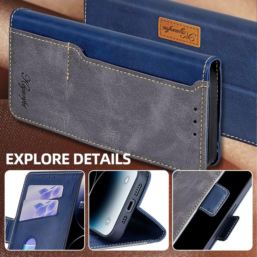 Business Leder Flip Case für Xiaomi POCO X7 Pro in Blau mit Kartenfächern und Magnetverschluss - Bild 4