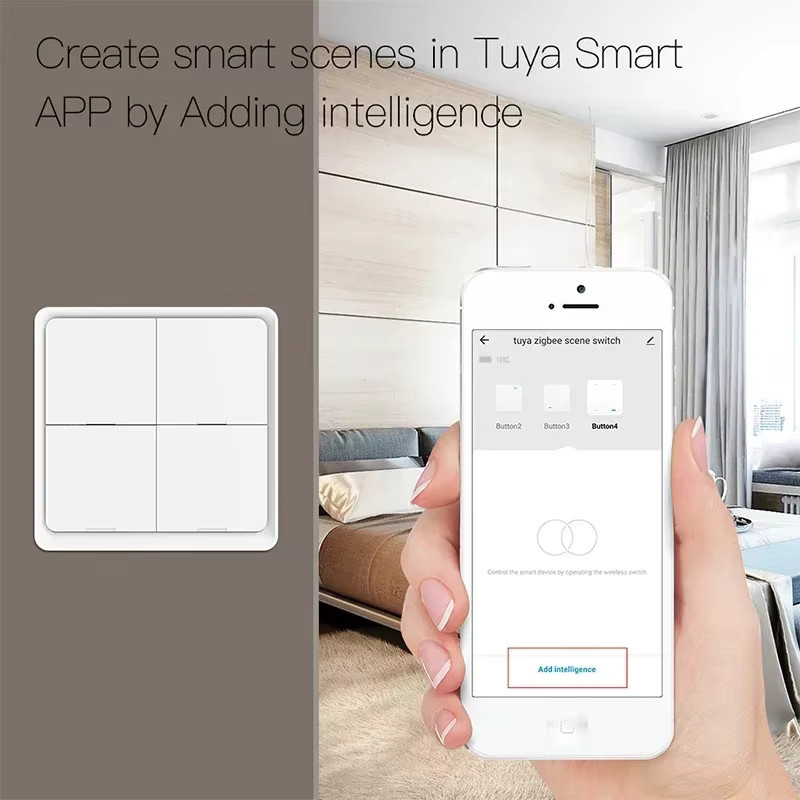YIDI Tuya ZigBee 3.0 Smart Scene Switch Drahtloser Wandschalter für Szenenautomatisierung, Weiß - Bild 3
