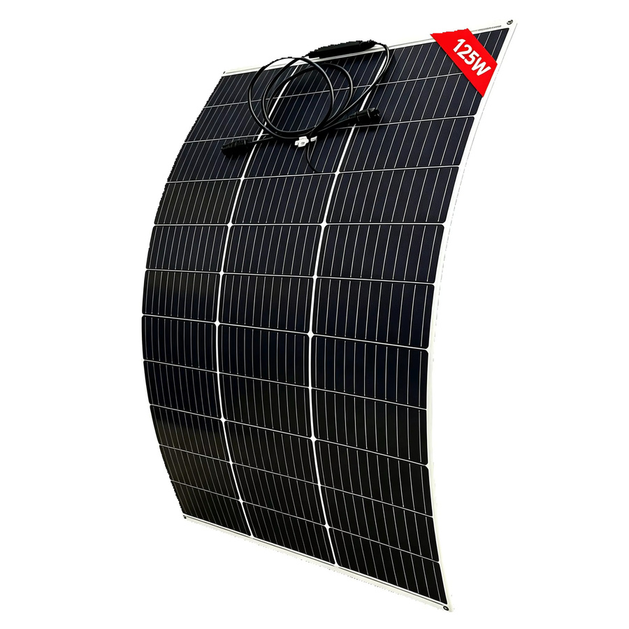 JINGYANGPV Flexibles Solarmodul 125W mit monokristalliner Solarzelle, 18V, Schwarz, ideal für 12V-Batterien, Wohnwagen, Wohnmobil, Boot und Yacht - Bild 6