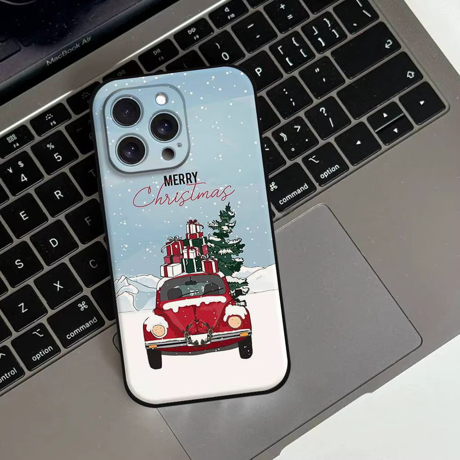 Mesuca Handyhülle mit Weihnachts- und Neujahrsdesign für iPhone 11 bis iPhone 17 Pro Max, Schwarz und Multicolour, Softcover - Bild 4