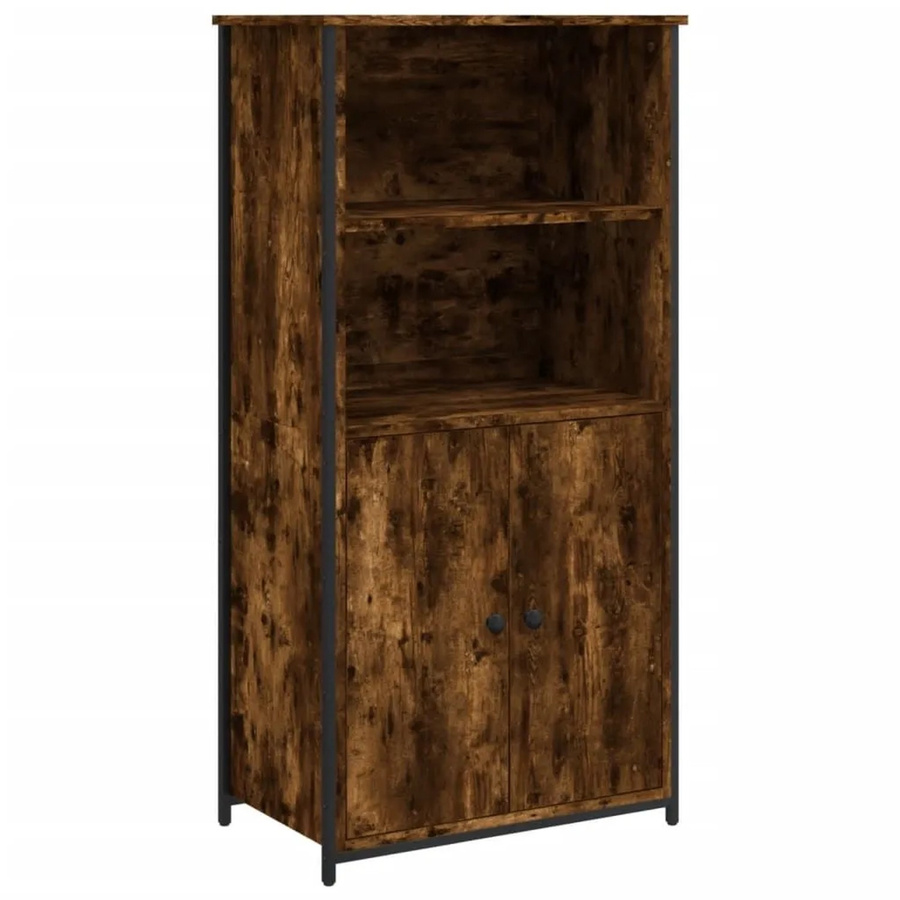 vidaXL Highboard Räuchereiche modern mit Schranktüren und Regalfächern, Farbe Braun, B/T/H: 62 x 36 x 121,5 cm - Bild 2
