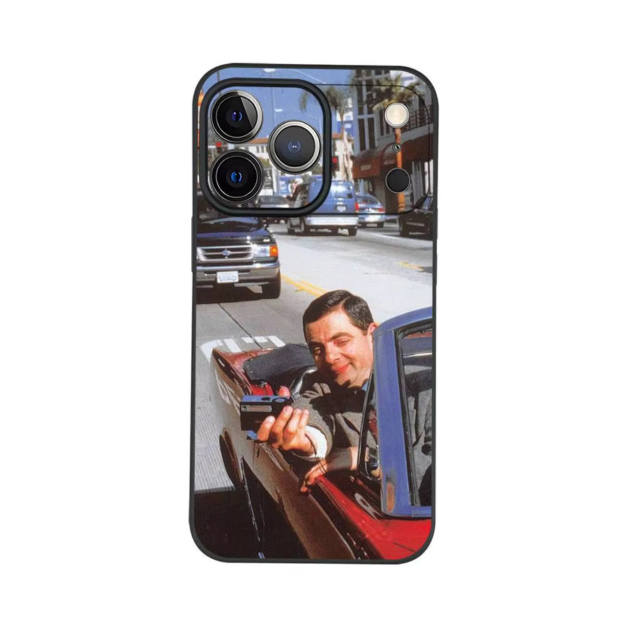 Mr B-Bean Cartoon Handyhülle für iPhone in Schwarz mit Frosted Soft Shell Design - Bild 6