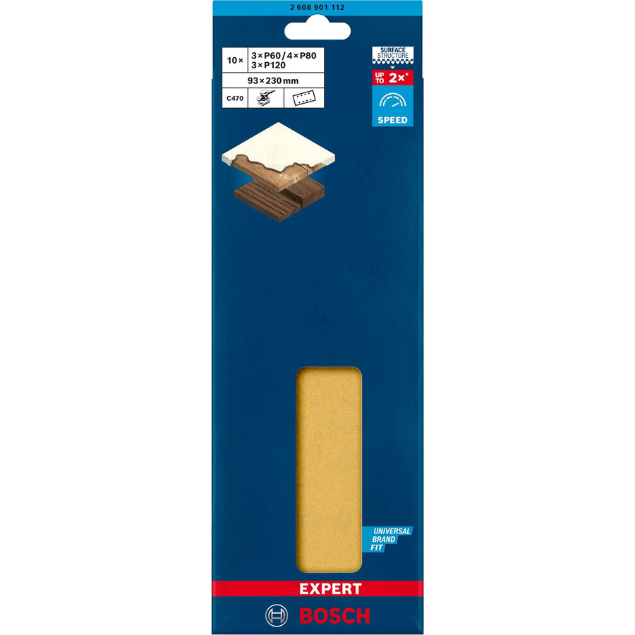 Bosch Expert C470 Schleifblatt-Set für Schwingschleifer, gelocht, Körnung 60-120, 10-teilig - Bild 2