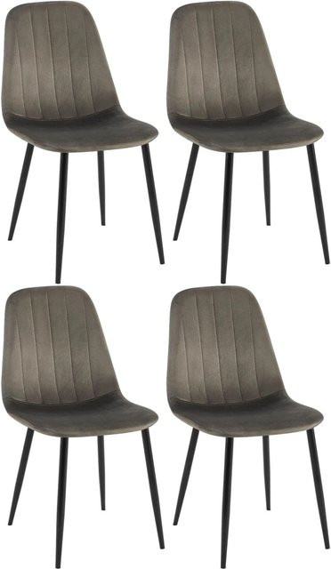 4er Set Esszimmerstühle DELUKE FOLIS aus Samt in Anthrazit, B/T/H: 45 x 54 x 88 cm - Bild 1