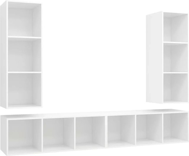 Set aus 4 vidaXL TV-Wandschränken aus Holzwerkstoff in Weiß für dein Wohnzimmer - Bild 1