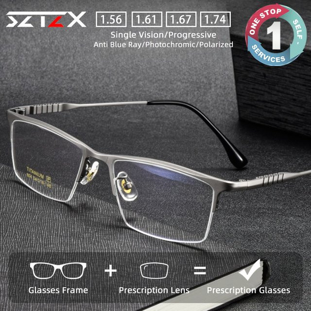 SZTZX Korrektionsbrille, Halbrand, Titan, rechteckig - Bild 1