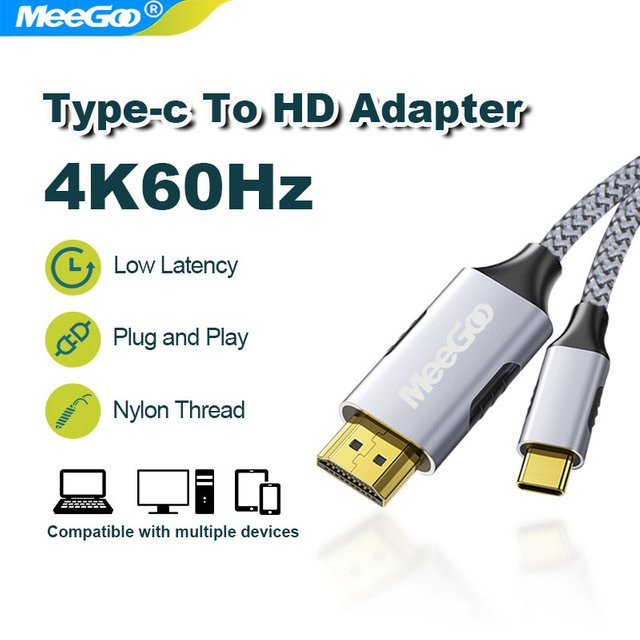 MeeGoo USB-C auf HDMI Adapter 4K Kabelkonverter in Silber für iPhone, MacBook, iPad, Samsung und Laptop - Bild 1