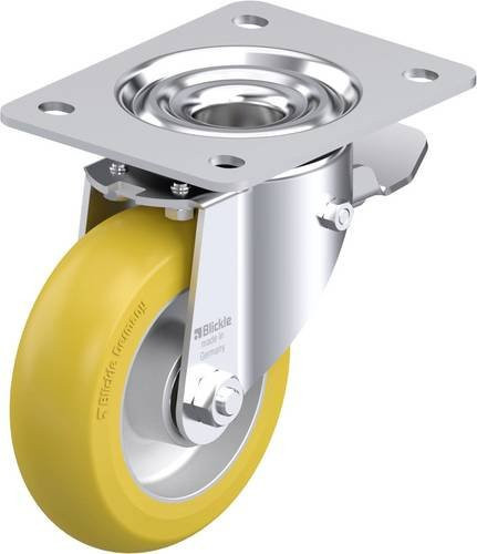 Blickle Stahlblech-Lenkrolle LK-ALTH 125K-3-ST-CO in Silber und Gelb mit 125 mm Rad-Durchmesser und 350 kg Tragfähigkeit - Bild 1