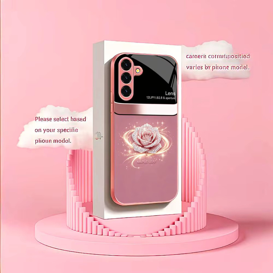 Modische Samsung Galaxy Handyhülle aus Glas in Roségold für S26 Ultra, S25 Ultra, S24, S23, S22 FE, Ultra und Plus - Bild 3