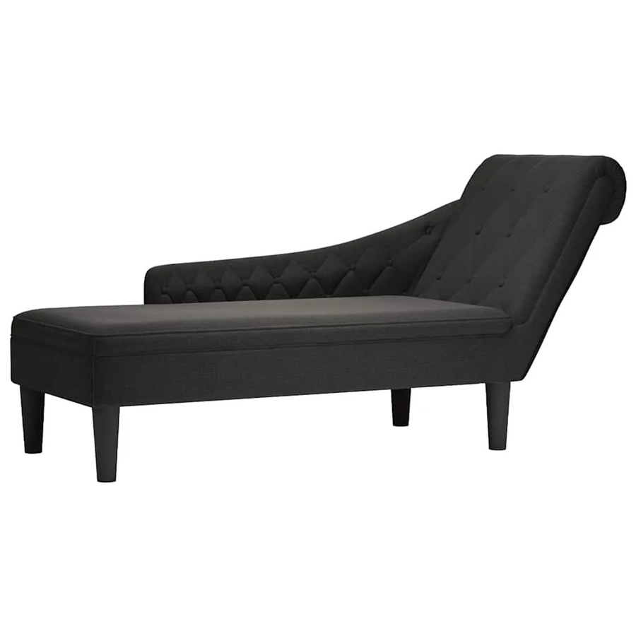 vidaXL Chaiselongue mit Lendenkissen und rechter Armlehne in Schwarz aus Stoff, B/T/H: 145 x 56 x 110 cm - Bild 2