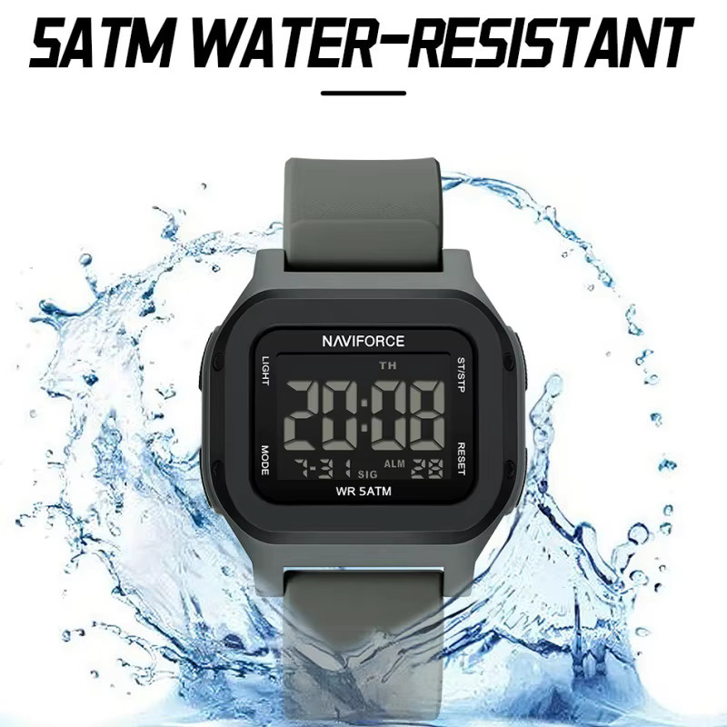 NAVIFORCE Herren-Armbanduhr, Digitaluhr, Kunststoff, Schwarz, 5 ATM - Bild 6