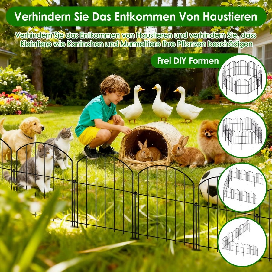 Hypmark Gartenzaun Set aus rostfreiem Metall, 10 Stück Tierbarriere in Schwarz, B/H: 61 x 33 cm - Bild 3