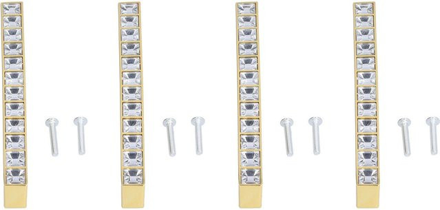 Neoglint 4er-Set Kristall Schrankgriffe in Gold mit Diamant-Design, Schubladengriffe aus Zinklegierung, Lochabstand 128 mm - Bild 1
