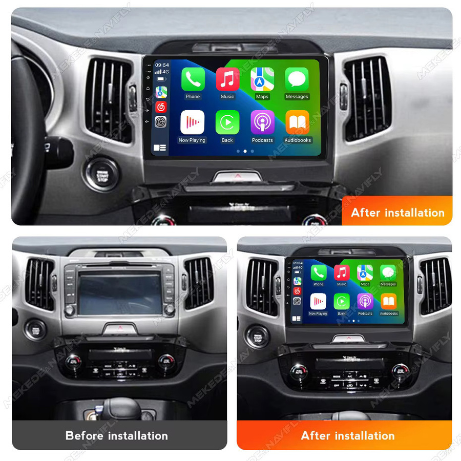 TomoStrong Android 14 Autoradio mit kabellosem CarPlay und GPS für Kia Sportage 3 SL 2010-2016, 2GB RAM, 32GB Speicher, Schwarz - Bild 2