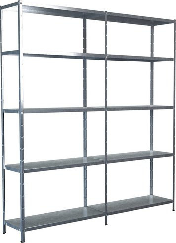 SCHULTE REGALWELT Grundregal mit Anbauregal aus verzinktem Stahl in Silber, H x B x T: 200 x 180 x 35 cm, 10 verstellbare Böden - Bild 1
