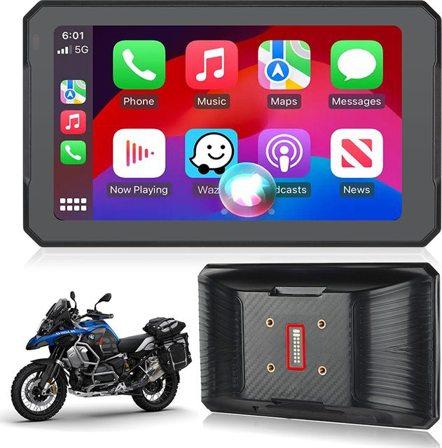Cogamichi Tragbarer GPS-Motorrad-Navigator für BMW mit kabellosem CarPlay und Android Auto, Bluetooth, IPX7 wasserdicht, 7 Zoll HD IPS Display, Schwarz - Bild 1