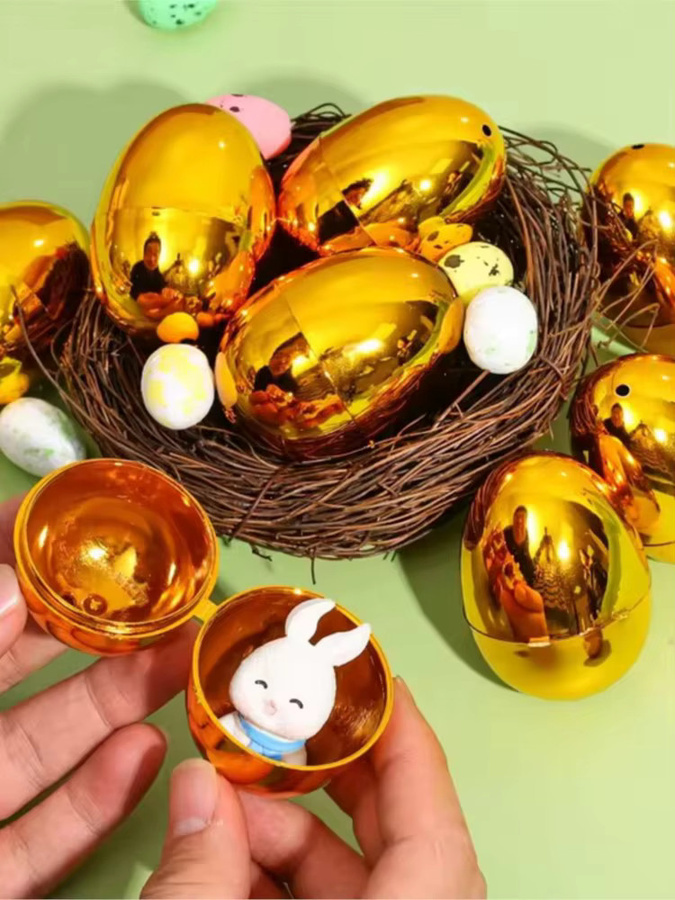 Befüllbare goldene Ostereier aus Kunststoff von xunyihappy für Kinder und Dekoration - Bild 6