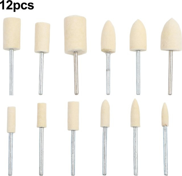 Vibratite 12-teiliges Wollpolierscheiben-Set mit 2,35 mm Schaft für Metall- und Schmuckpolierarbeiten - Bild 1