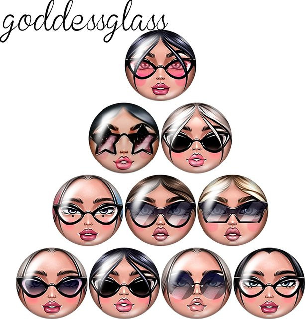 Goddessglass Foto-Glas-Cabochon Matroschka-Puppenkopf, Bunt, DIY-Ohrringe - Bild 1