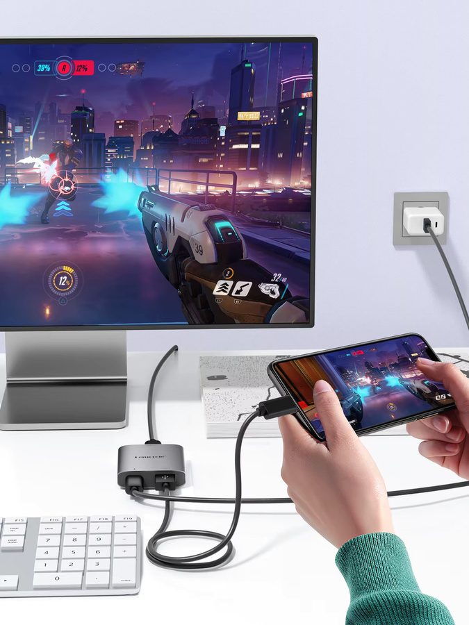 Lemorele Lightning zu USB-C AR-Brillenadapter Typ-C-Hub Ladekonverter und USB-Umschalter für iPhone und iPad - Bild 5