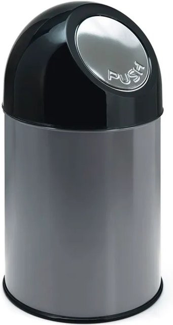 PROREGAL Klassischer Abfallbehälter mit Pushdeckel und Inneneimer, 30 Liter, Metall, Grau, H x B x T: 56 x 31 x 31 cm - Bild 1