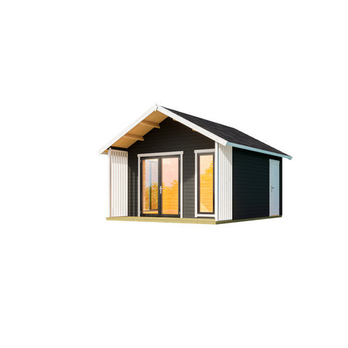 Lasita Blockbohlenhaus Murano Maja in Grau mit Satteldach, B/H/T: 448,5 x 330,6 x 520 cm - Bild 3