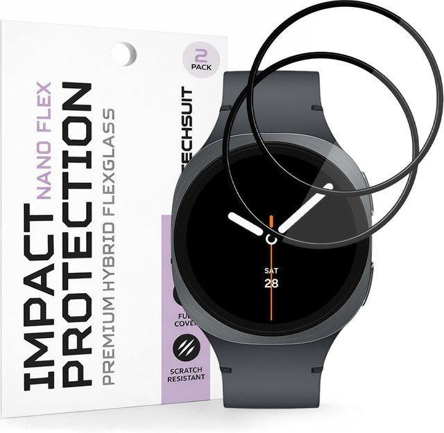 Techsuit Schutzfolie für Samsung Galaxy Watch9 / Watch8 40mm, Schwarz, 2er Set - Bild 1