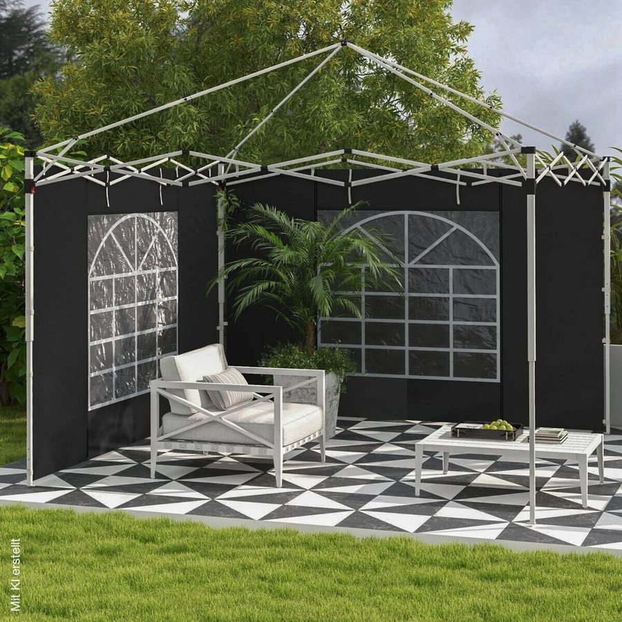Outsunny Pavillon Seitenteile aus Polyester in Schwarz, B/H: 295 x 195 cm - Bild 5