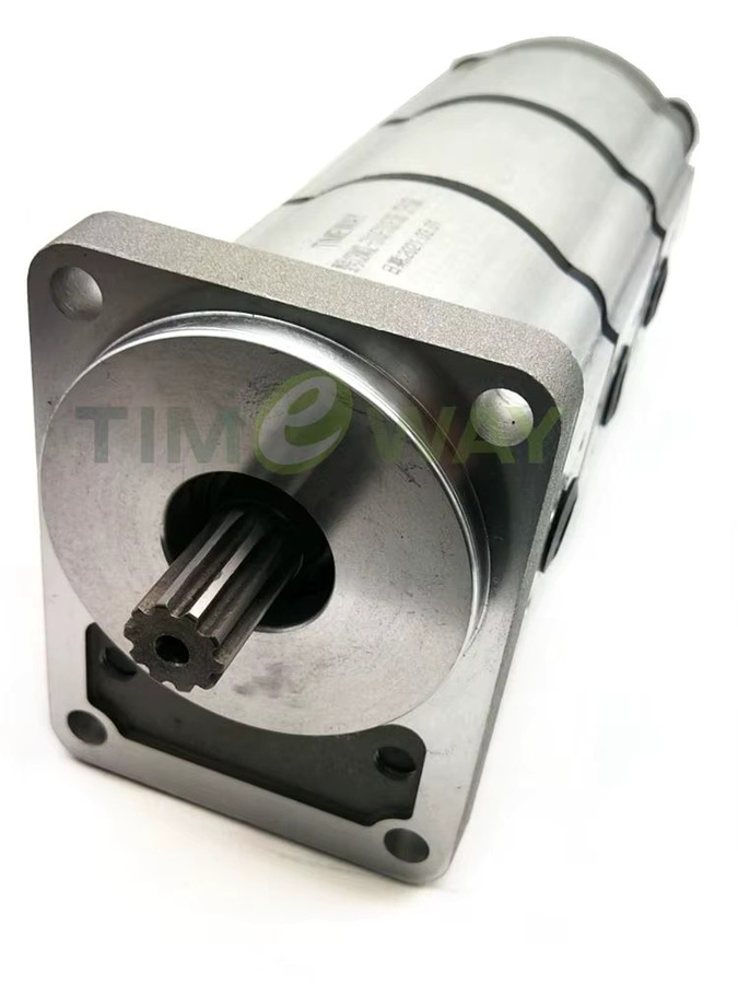 TIMEWAY Hydraulische Dreifachzahnradpumpe KX-033 für Kubota KX033 Bagger, Spline-Welle φ17 mm mit 10 Zähnen, Verschiebung 10 cc/r + 10 cc/r + 8 cc/r, Silber - Bild 2