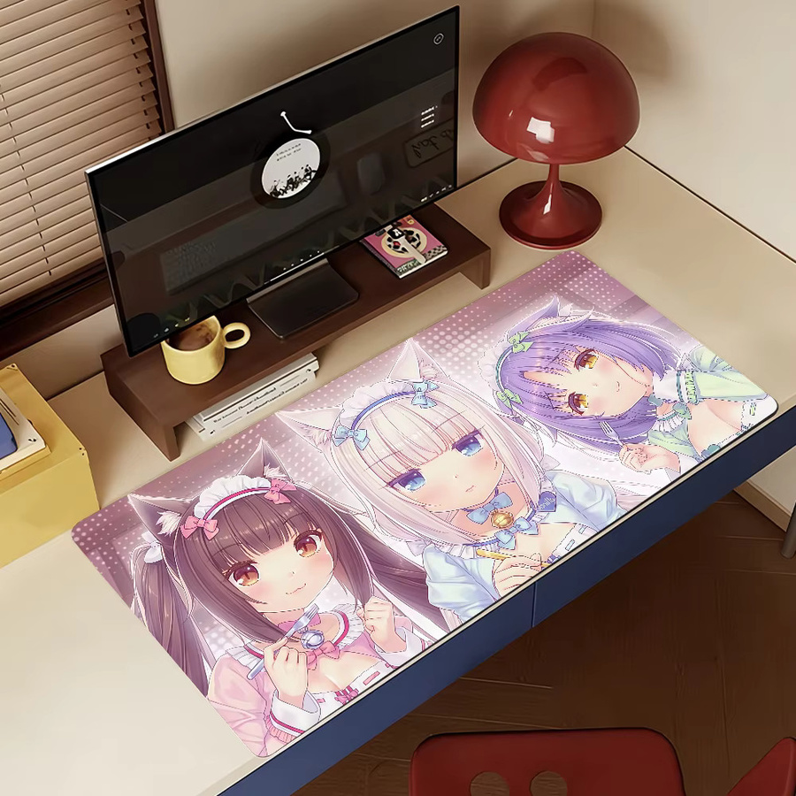 Anime N-NekoparaES XXL Mauspad in Multicolour, rutschfeste Schreibtischunterlage aus Gummi für PC und Laptop - Bild 4