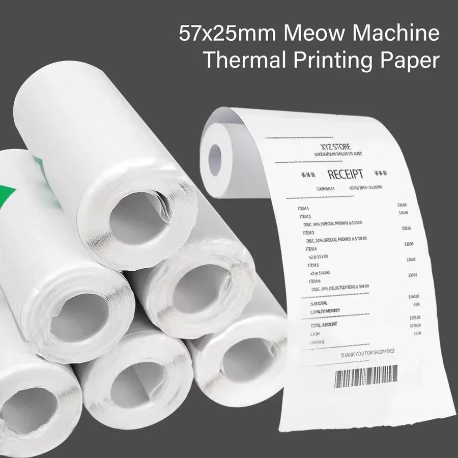 57 x 25 mm Mini-Drucker-Aufkleberpapier in Weiß für Sofortbildkameras und Mini-Taschendrucker, 3 bis 5 Rollen für Etiketten, Notizen und Fotos - Bild 2